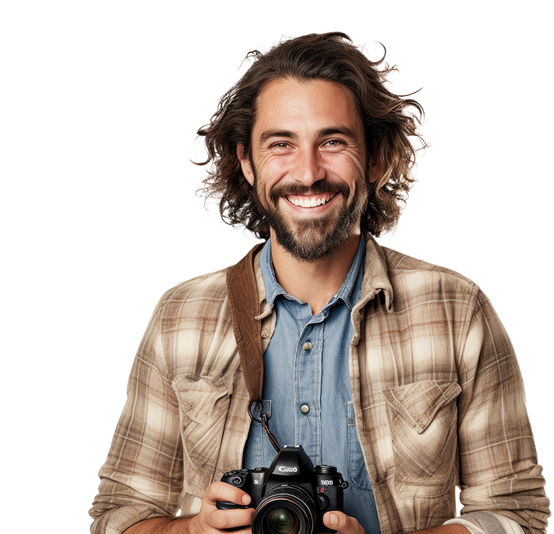 A photographer holding a DSLR, ready to shoot a Curator Photography Mode event.