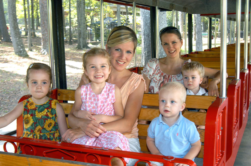 A family riding a train through a zoo, the kind of moment a Curator capture point photographs.